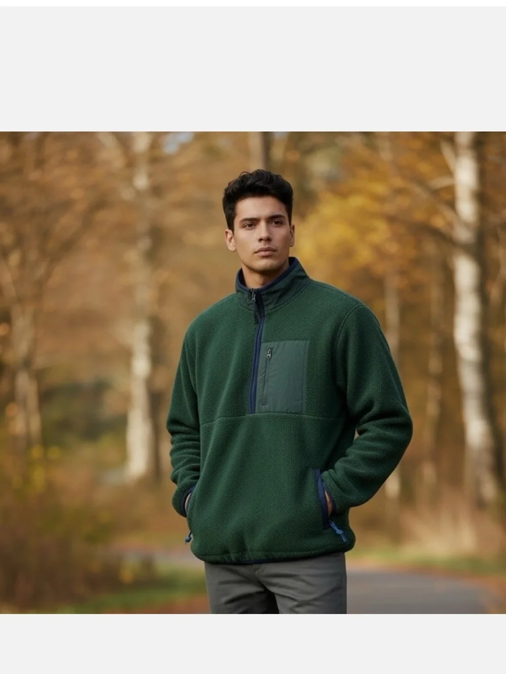 GAP Men's Forest Green Quarter-Zip Fleece Pullover